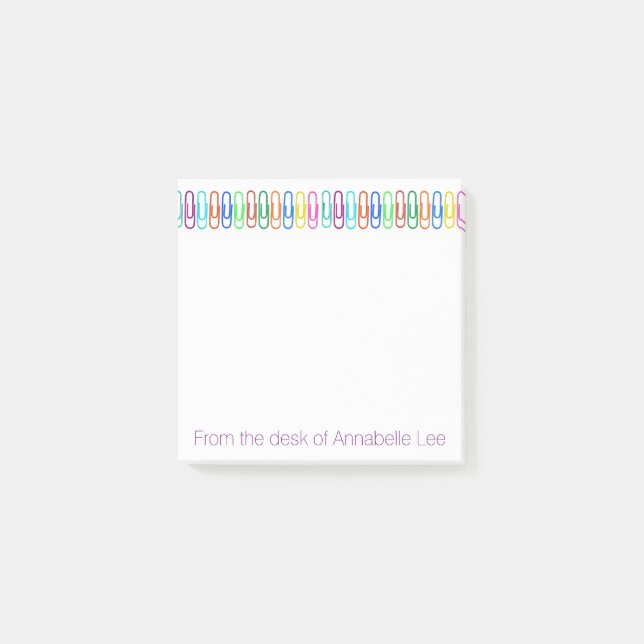Notas Post-it® Paperclips coloreados (Anverso)