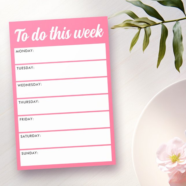 Notas Post-it® Para hacer esta semana planificador rosa semanal (To do this week pink weekly planner post-it notes)