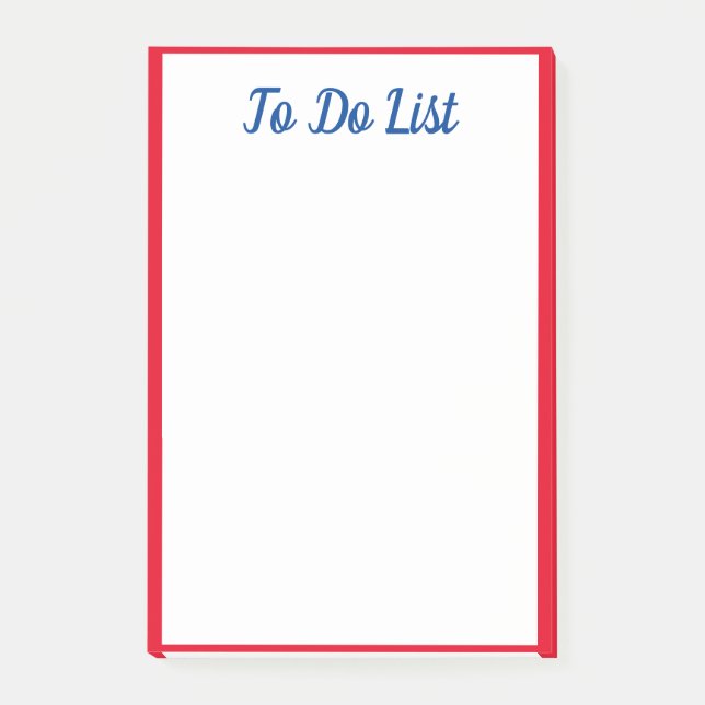Notas Post-it® Para hacer la lista Bordes rojos Bordes Azul Blanc (Anverso)