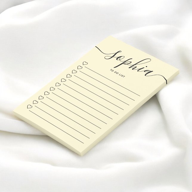 Notas Post-it® Para hacer List Script Hearts Yellow Notes (Subido por el creador)
