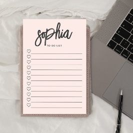 Notas Post-it® Para hacer lista Pincel Script Hearts Rubor Pink