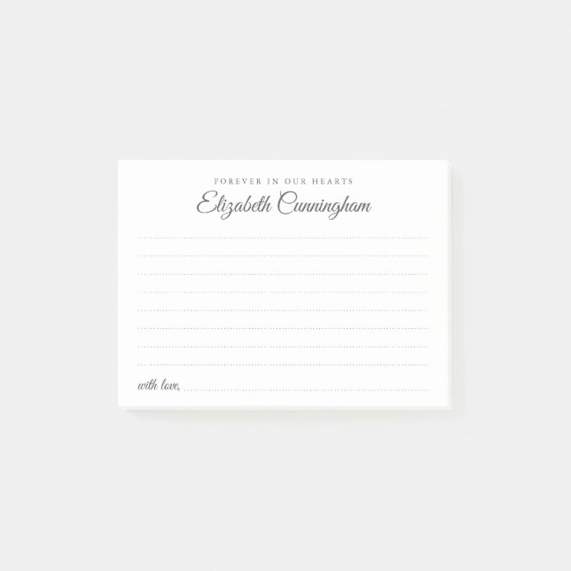 Notas Post-it® Para siempre en nuestro corazón, el funeral compar (Anverso)