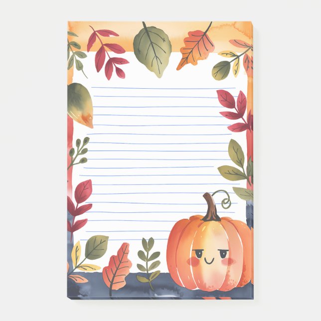 Notas Post-it® Parche de calabaza y desfile de hojas (Anverso)