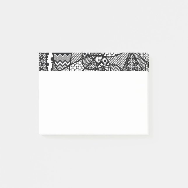Notas Post-it® Parche de patchwork de patrón blanco y negro 05 (Anverso)