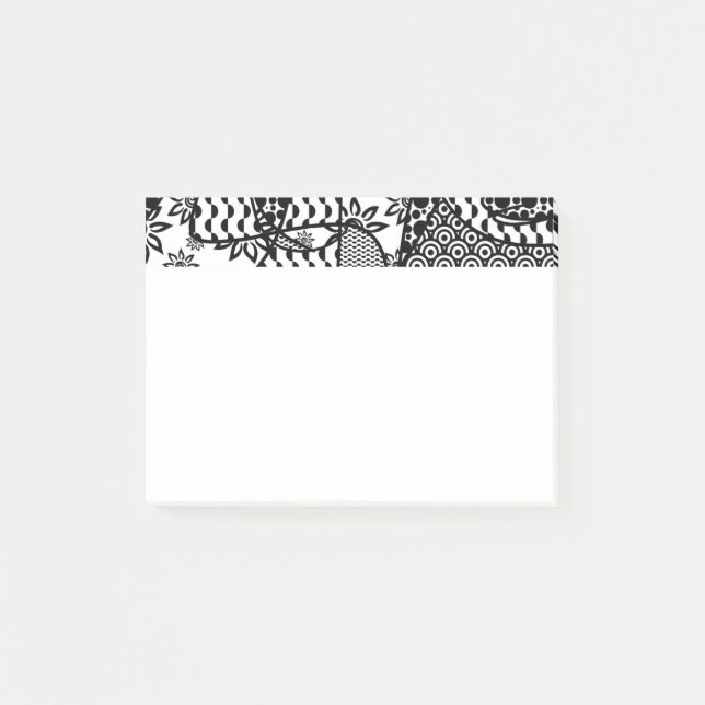Notas Post-it® Parche de Patchwork de Patrón Negro y Blanco 03 (Anverso)