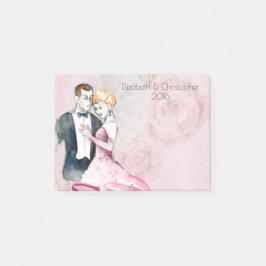 Notas Post-it® Pareja De Boda Vintage Con Rosa Rosa Rosa Rosa Per