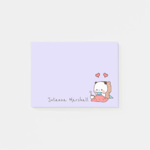 Notas Post-it® Pareja de osos de Cute Panda, nombre de Personaliz