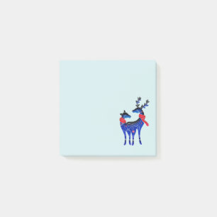 Notas Post-it® Pareja de renos de Navidades nórdicos azules