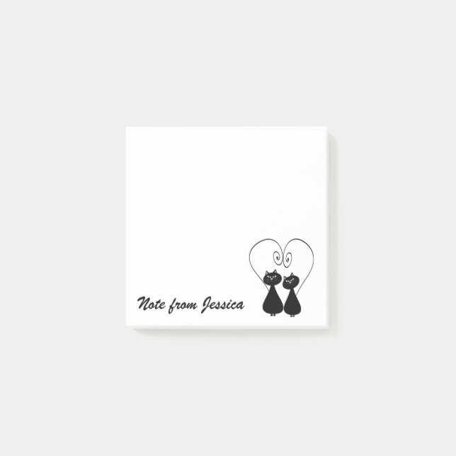 Notas Post-it® Pareja divertida de gato caprichoso personalizada (Anverso)