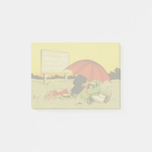 Notas Post-it® Pareja Romántica Vintage Besándose Bajo Paraguas R