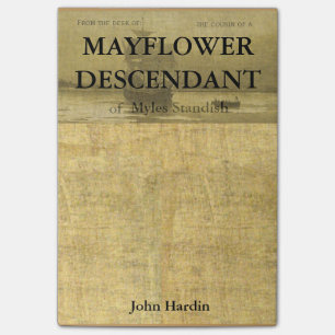 Notas Post-it® Pariente de los descendientes Myles Standish de