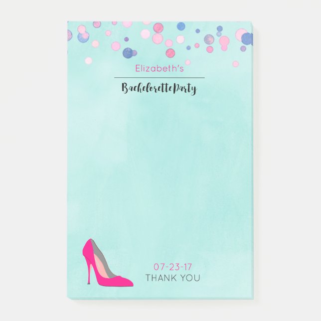 Notas Post-it® Partido Bachelorette de Confetti Rosa (Anverso)