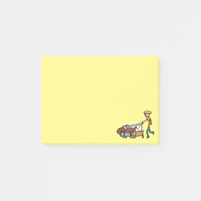 Notas Post-it® Paseo de perros (Anverso)