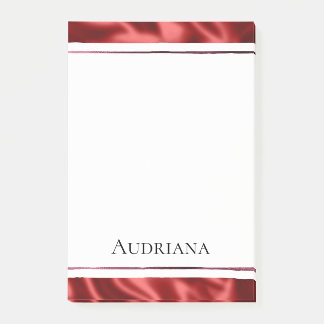 Notas Post-it® Passion Red Romantic Faux Satin (Anverso)