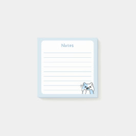 Notas Post-it® Pastel Blue Kawaii Chibi Laughing Kitty Cat