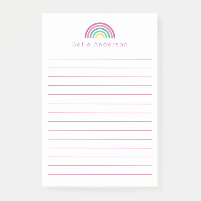 Notas Post-it® Pastel con arcoiris personalizado en línea (Anverso)