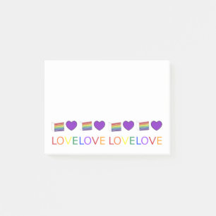 Notas Post-it® Pastel de arcoiris Corazón púrpura AMOR Orgullo Ga