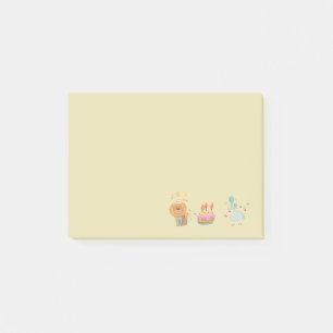 Notas Post-it® Pastel de cumpleaños con león Fiesta y oveja con g