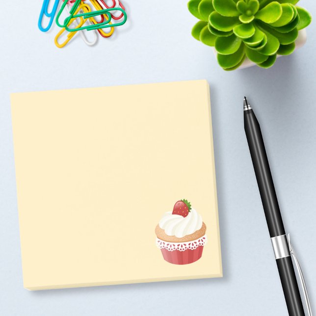 Notas Post-it® Pastel de fresa dulce y delicioso en amarillo (Subido por el creador)