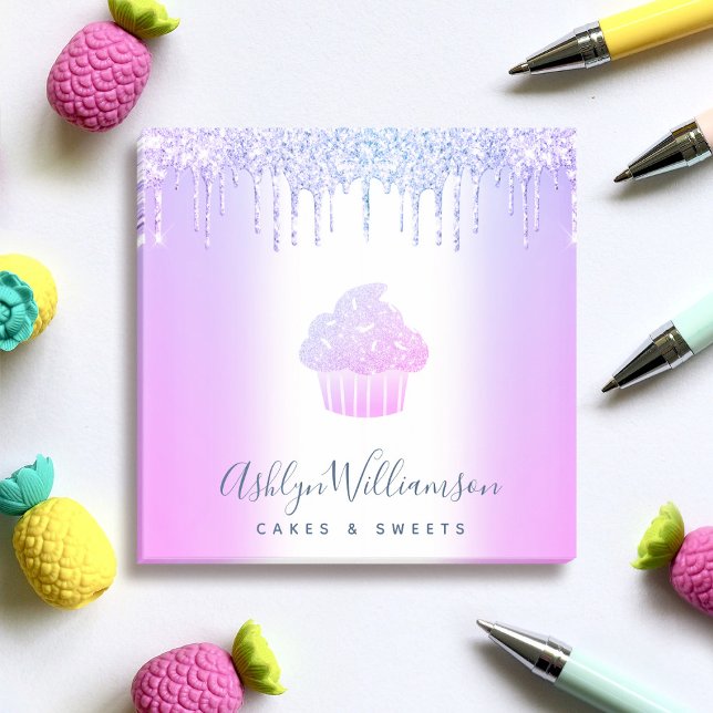 Notas Post-it® Pastel de moda Panadería Chef Purpurina Azul morad (Subido por el creador)