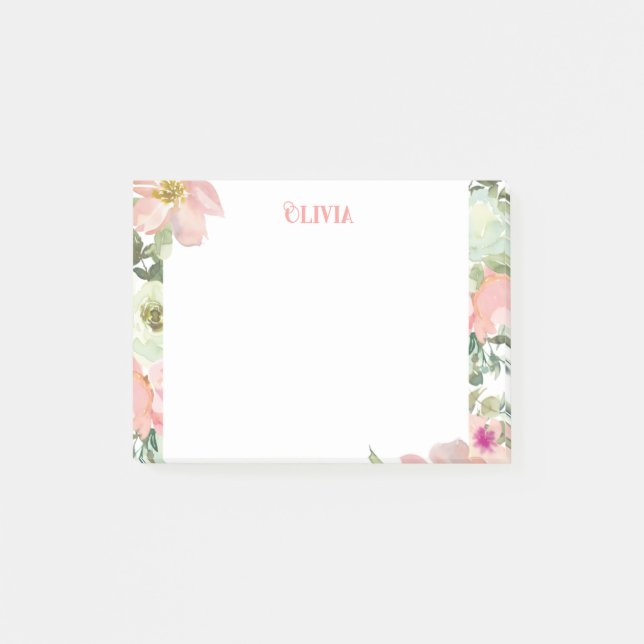 Notas Post-it® Pastel Floral personalizado (Anverso)