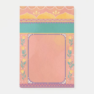 Notas Post-it® Pastel floral rosa azul lindo patrón indio