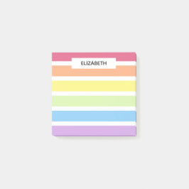Notas Post-it® Pastel Franjas Arcoíris Nombre | Personalizar