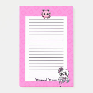 Notas Post-it® Pastel Gótico Kawaii Mermaid Memos 4x6 Notepad
