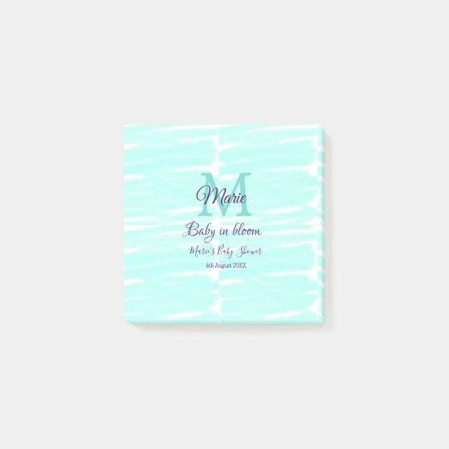 Notas Post-it® Pastel green baby in bloom monogram baby shower te (Anverso)