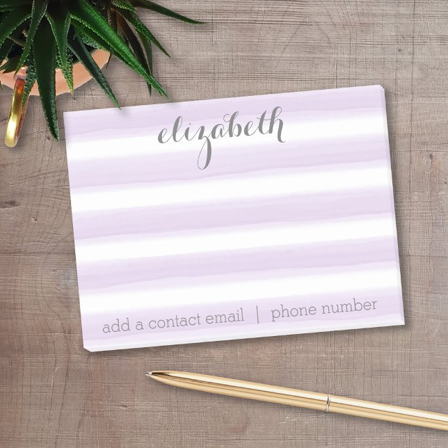 Notas Post-it® Pastel Lilac y Gray Stationery Suite para mujeres (Personalized post it notes with low quantity. Add your personal touch.)