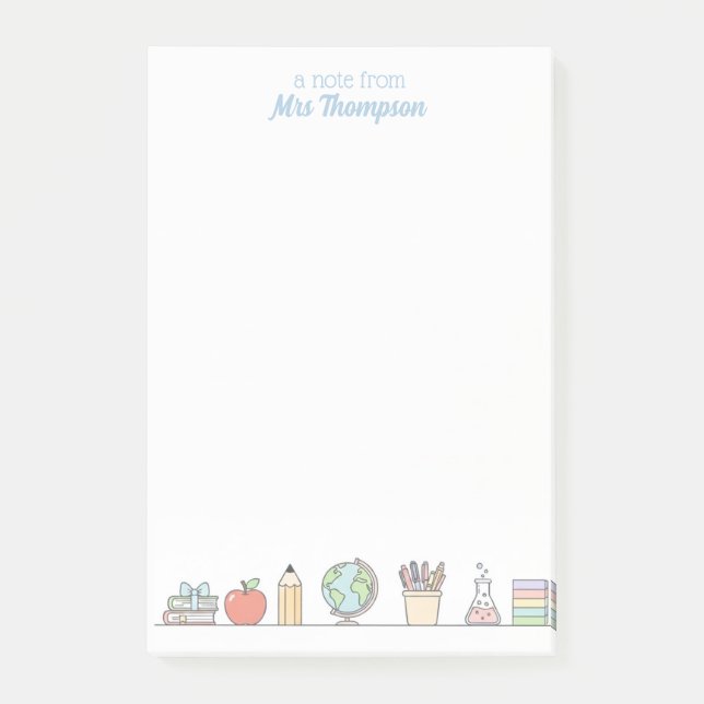 Notas Post-it® Pastel Personalizado Escritura Profesor (Anverso)