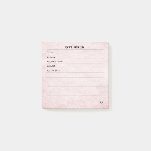 Notas Post-it® Pastel Pink Feminine Simple Modern Monogram  (Anverso)