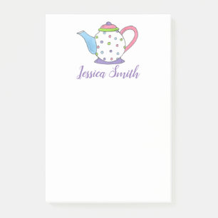 Notas Post-it® Pastel Polka Dot Teapot Tea Fiesta de regalo