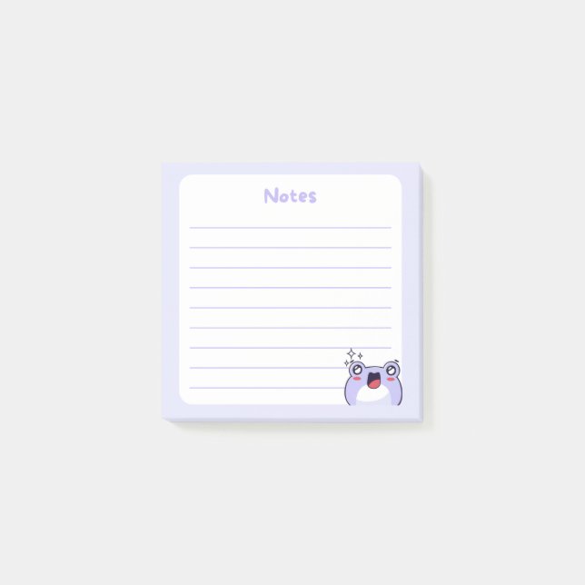 Notas Post-it® Pastel Purple Kawaii Chibi Frog con ojos espumosos (Anverso)