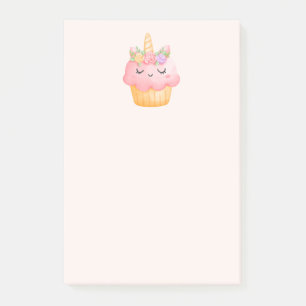 Notas Post-it® Pastel rosa dulce Unicornio con Rosas