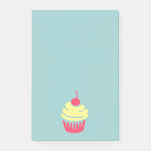 Notas Post-it® Pastel rosa y amarillo con cereza encima