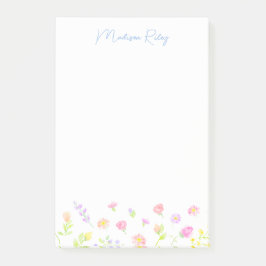 Notas Post-it® Pastel Wildflower Personalized Blue Post-It Notes