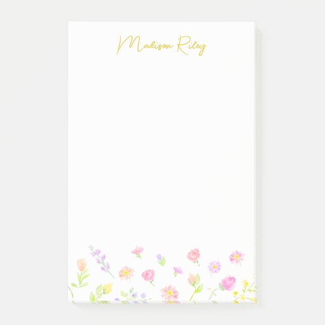 Notas Post-it® Pastel Wildflower Personalized Gold Notes (Anverso)