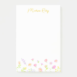 Notas Post-it® Pastel Wildflower Personalized Gold Post-It Notes