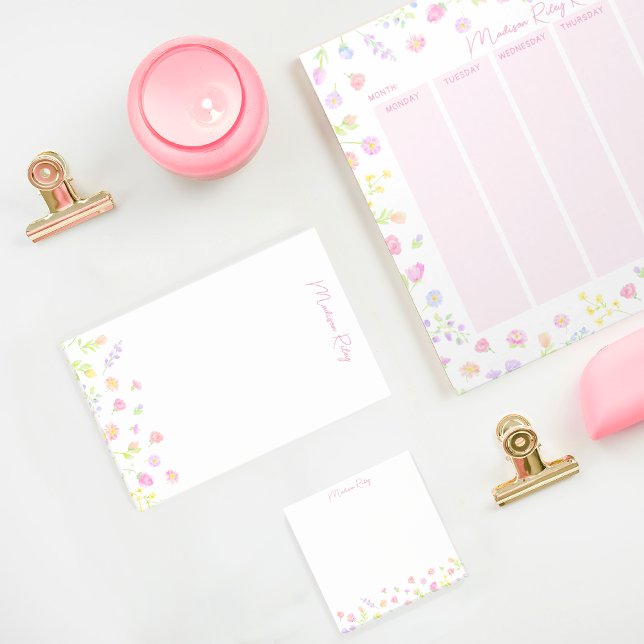 Notas Post-it® Pastel Wildflower Personalized Pink Notes (Subido por el creador)