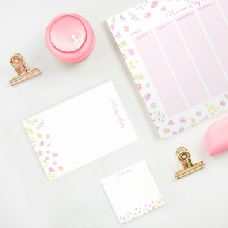 Notas Post-it® Pastel Wildflower Personalized Pink Post-It Notes