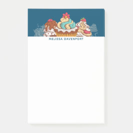 Notas Post-it® Pasteles de estilo retro postre dulce