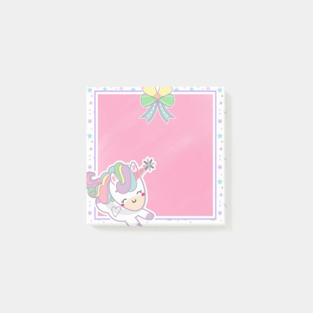 Notas Post-it® Pasteles mágicos Kawaii Unicornio (Anverso)