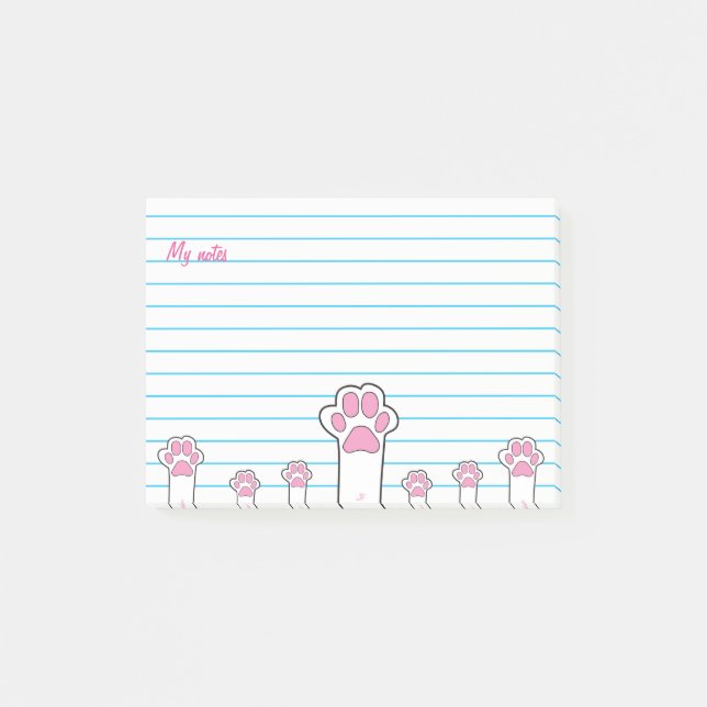 Notas Post-it® Patas del gato (Anverso)