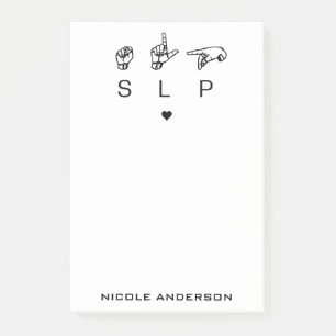 Notas Post-it® Patólogo de lenguaje de voz SLP personalizado ASL