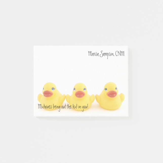 Notas Post-it® Patos amarillos de las parteras con nombre (Anverso)