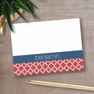 Notas Post-it® Patrón azul rojo de quatrefol niño bebé