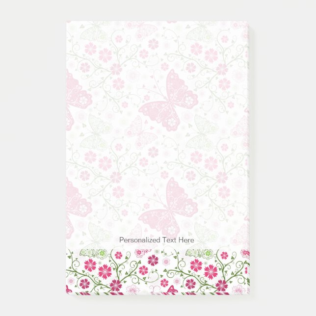 Notas Post-it® Patrón blanco floral (Anverso)