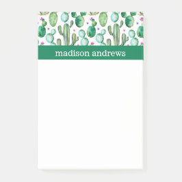 Notas Post-it® Patrón Boho Cacti de color de agua