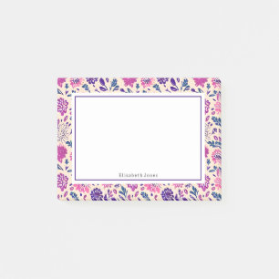 Notas Post-it® Patrón Boho Ombre Rosa + Morado Floral